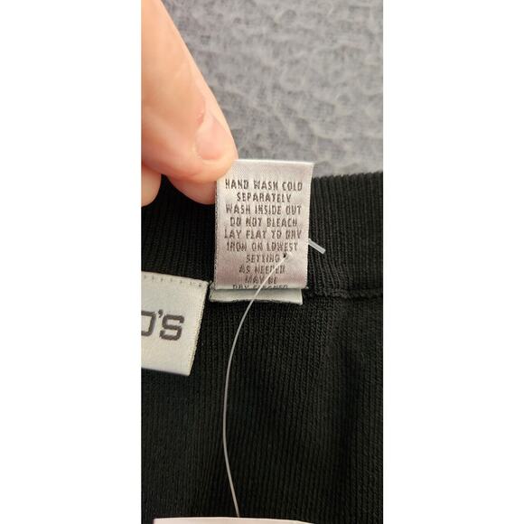 CHICOS Elastic Waist Wide Leg Knit Pants XL (3) Pull On Glitzy Glimmer Black NWT - Picture 7 of 8